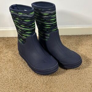 Western Chief Kids Freestyle Neoprene Navy Blue Striped Rain Boots Size 6B